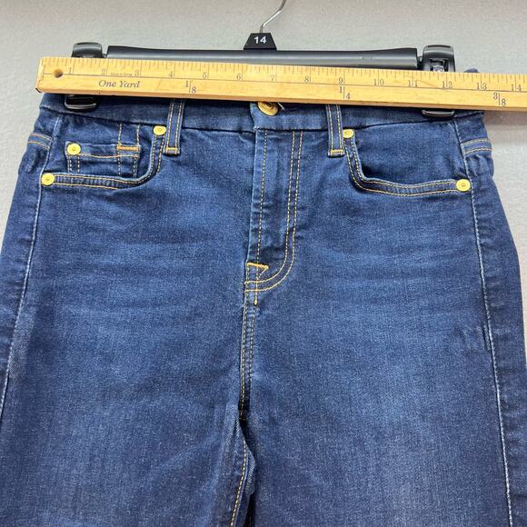 7 For All Mankind Jean Women's 25 (2) Dark Blue The High Waist Ankle Skinny - Picture 12 of 16